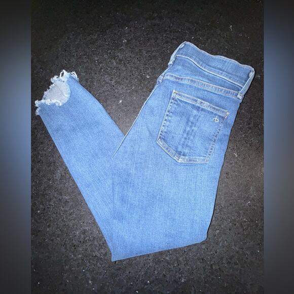 UEC RAG & BONE HIGH RISE ANKLE SKINNY RAW HEM FRONT PINTUCK SZ 26 - Picture 2 of 13